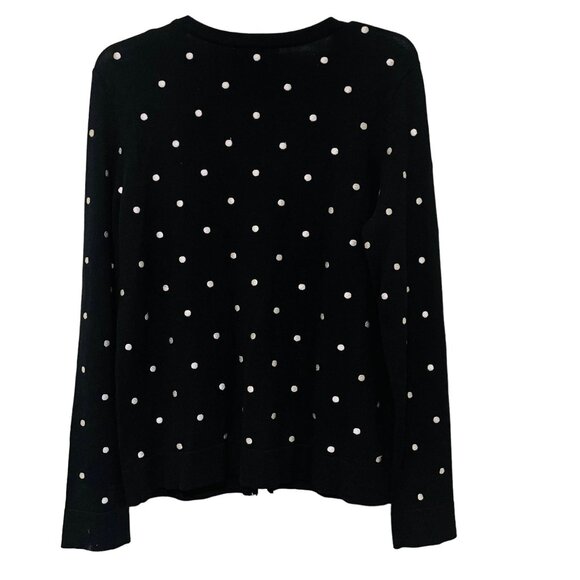 Charter Club Womens Cardigan Sweater Black White Polka Dot Size Large - Picture 2 of 8